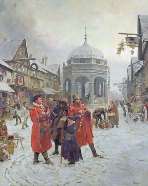 Christmas Eve, Highcross Market, Leicester Oil Painting by Henry Reynolds Steer