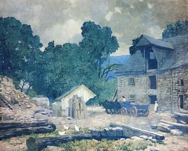 The Mill Yard Oil Painting by Robert Spencer