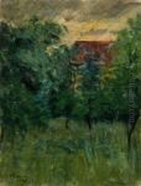 A Landscape Study Oil Painting by Tavik Frantisek Simon