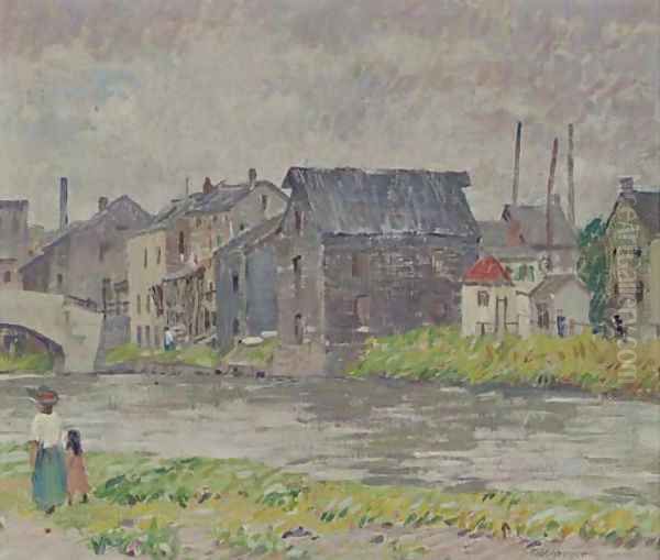 Along the Riverbank Oil Painting by Robert Spencer