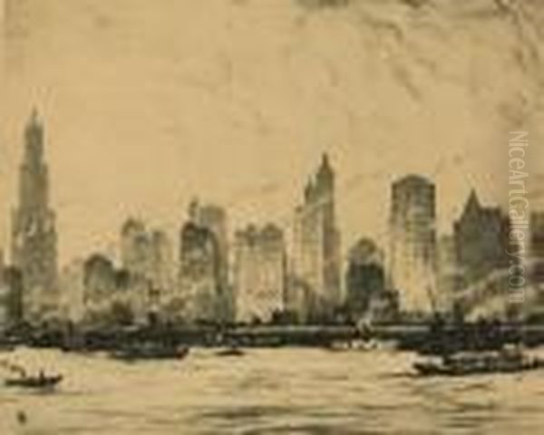 A Motif From New York Oil Painting by Tavik Frantisek Simon