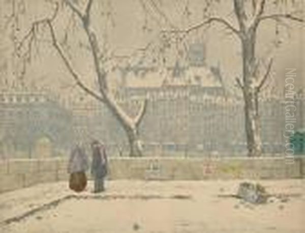 An Embankment On The Seine Oil Painting by Tavik Frantisek Simon