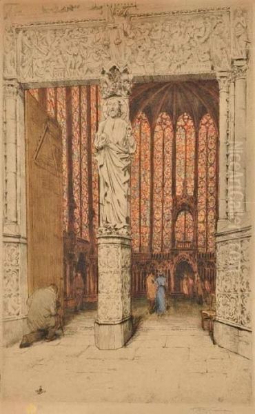 Entrance To St. Chapelle In Paris Oil Painting by Tavik Frantisek Simon