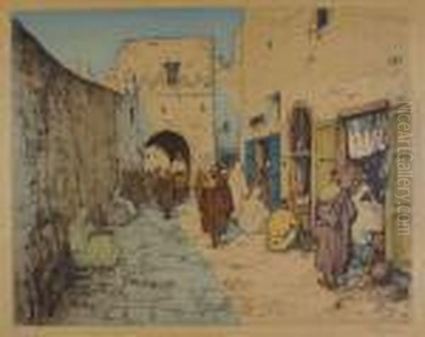 Hauptstrasse In Tanger (mainstreet In Tangier) Oil Painting by Tavik Frantisek Simon