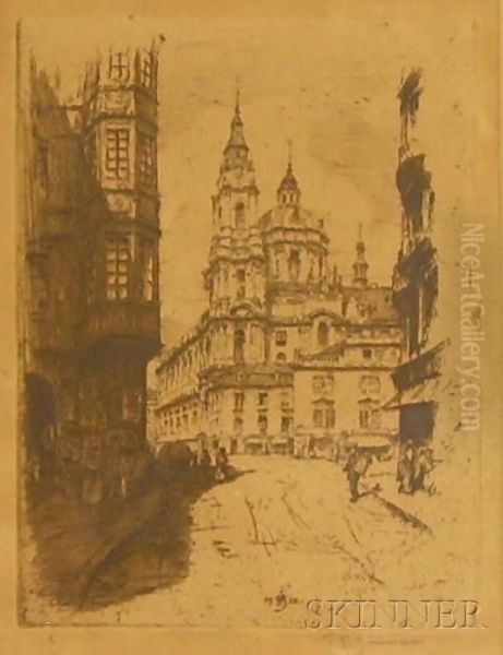 Church Of Saint Nicholas / A Prague View Oil Painting by Tavik Frantisek Simon