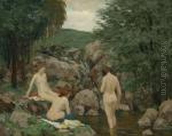 Bathing Women Oil Painting by Tavik Frantisek Simon