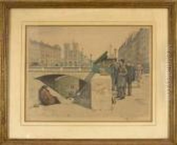 [booksellers Along The Seine] Oil Painting by Tavik Frantisek Simon