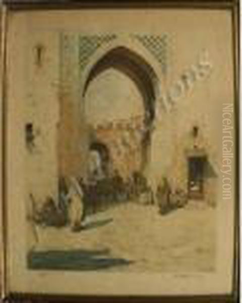 The Gate To An Oriental City Oil Painting by Tavik Frantisek Simon