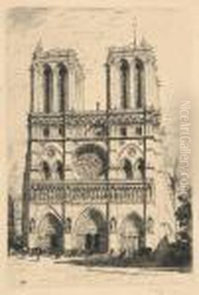 Notre Dame In Paris Oil Painting by Tavik Frantisek Simon