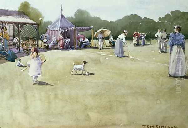 The Tennis Party, c.1930s Oil Painting by Tom Simpson