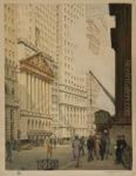 Wall Street Oil Painting by Tavik Frantisek Simon