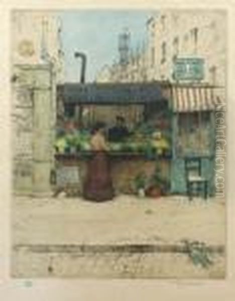 Flower Stall Oil Painting by Tavik Frantisek Simon