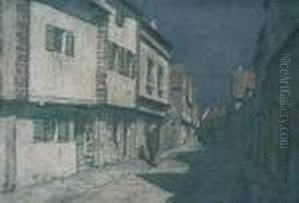 ''nocturne In Auray, Brittany'' Oil Painting by Tavik Frantisek Simon