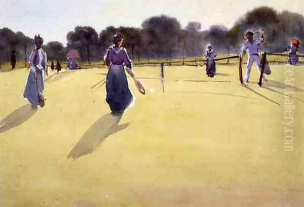 Edwardians at Tennis Oil Painting by Tom Simpson