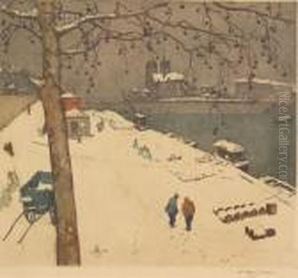 Winter Along The Seine Oil Painting by Tavik Frantisek Simon