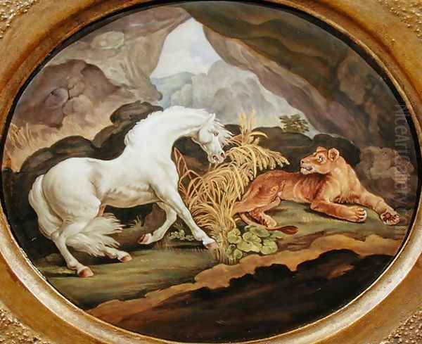 A Horse Frightened by a Lioness after George Stubbs 1724-1806 Oil Painting by George Stubbs