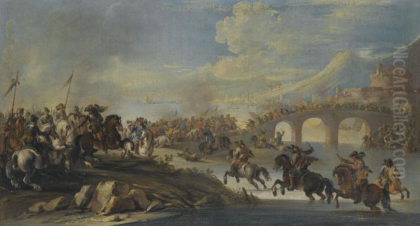 Battle Scene Oil Painting by Francesco Simonini