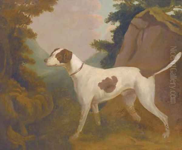 A foxhound in a landscape Oil Painting by George Stubbs