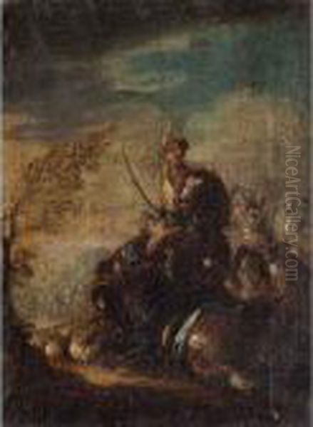 Figura A Cavallo Con Sciabola Oil Painting by Francesco Simonini