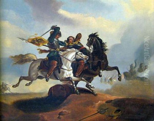 Soldiers On Horseback Oil Painting by Francesco Simonini