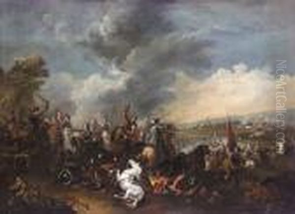 Cavalry Engagement Oil Painting by Francesco Simonini