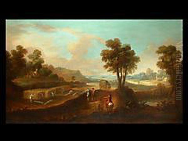 Landschaft Mit Ernteszene Und Figurenstaffage Oil Painting by Francesco Simonini