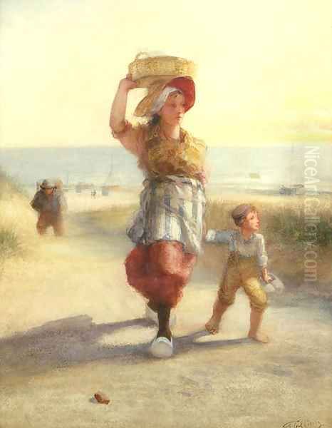 Bringing home the catch Oil Painting by Ferdinand Carl Sierich