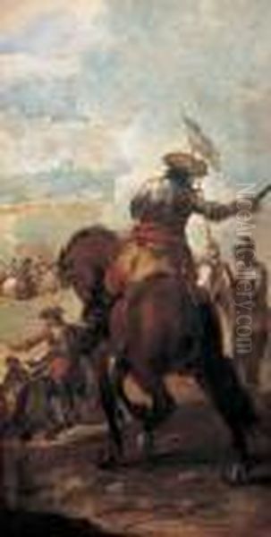 Scena Di Battaglia Con Cavallo E Cavaliere Oil Painting by Francesco Simonini