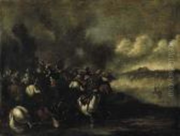 Scontro Di Cavalleria Oil Painting by Francesco Simonini