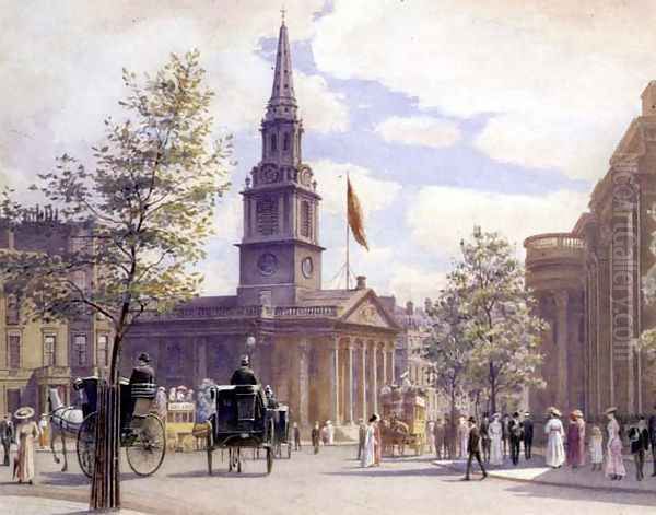 St. Martins in the Fields, London, 1902 Oil Painting by W.H. Simpson