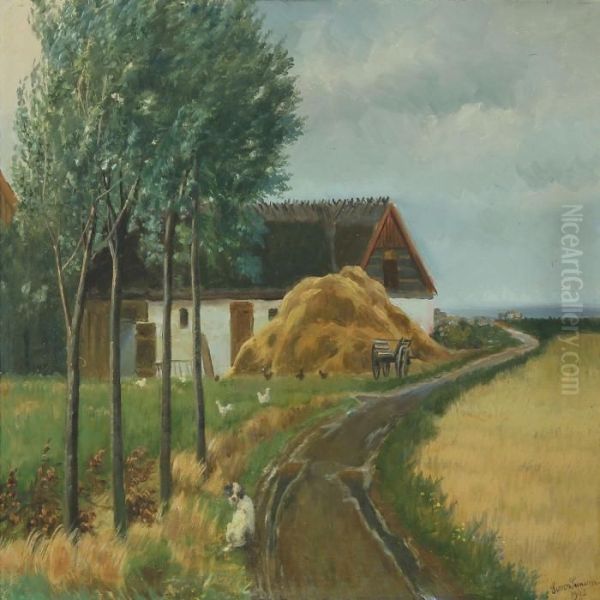 Farm Exterior Oil Painting by Simon Simonson