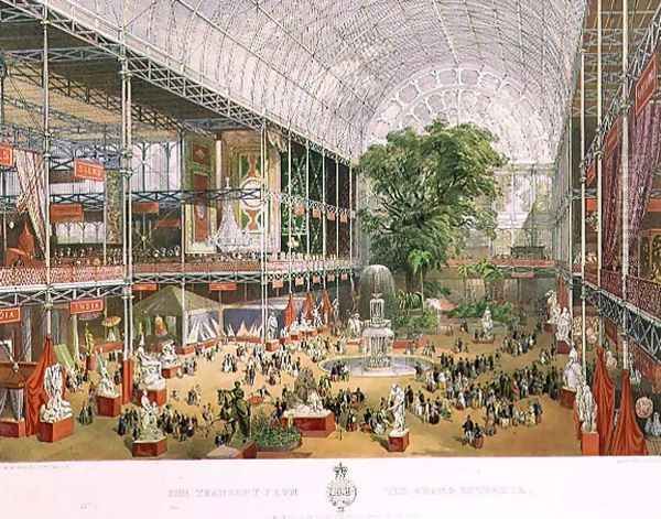 The Transept of the Crystal Palace from the Grand Entrance, 1851 Oil Painting by W.H. Simpson