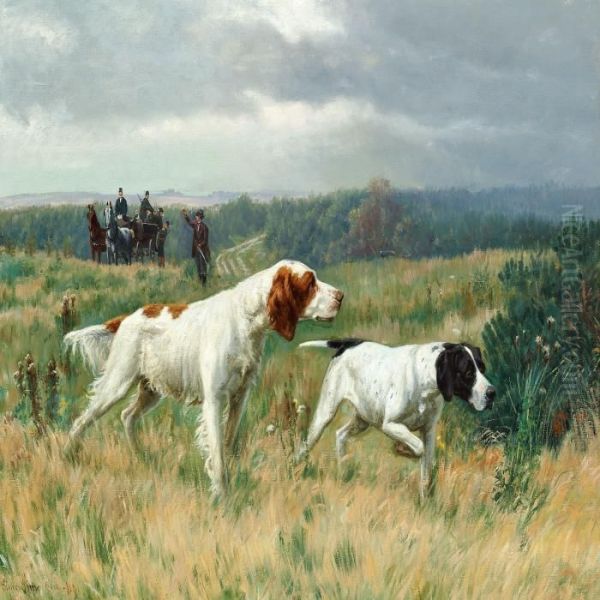 Hunting Scene Oil Painting by Simon Simonson