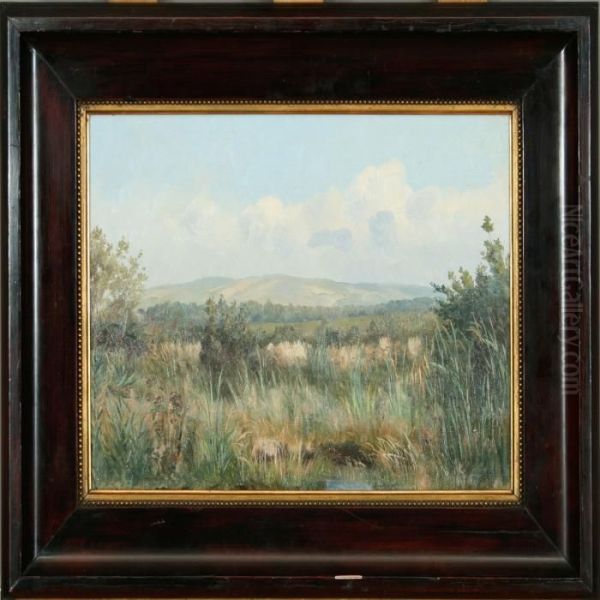 Simonsen: Svebolle Moor, September Day. Signed Simon Simonsen 195 Oil Painting by Simon Simonson