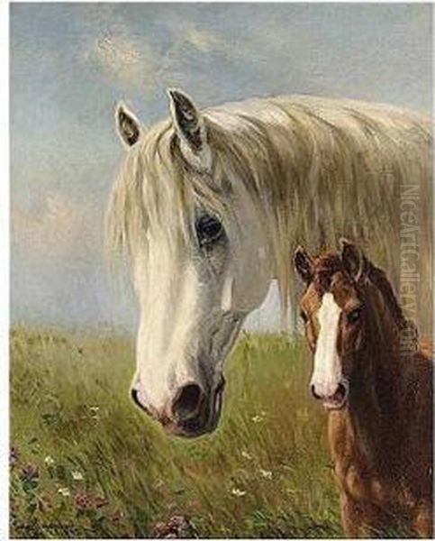 Horses Oil Painting by Simon Simonson