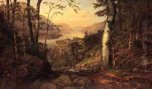 A Peep into Lake George Oil Painting by James Brade Sword