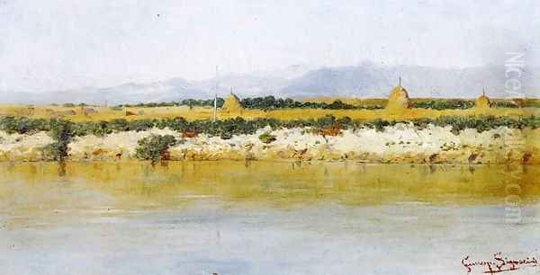 Banks of a River Oil Painting by Giuseppe Signorini