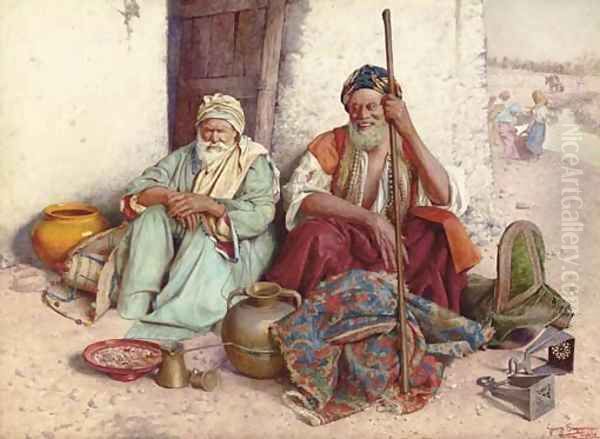 Arab Merchants Oil Painting by Giuseppe Signorini