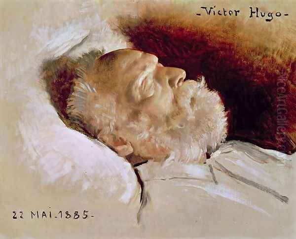 Portrait of Victor Hugo 1802-85 on his deathbed, 22nd May 1885 Oil Painting by Leon Daniel Saubes