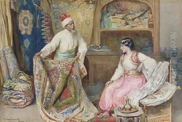 The Carpet Merchant Oil Painting by Amedeo Momo Simonetti