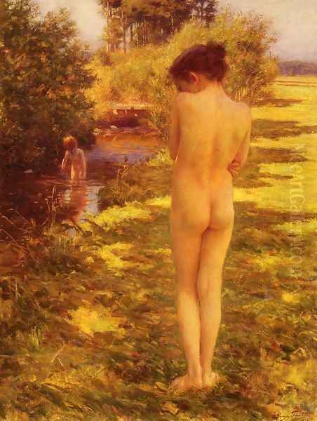 La Baignade (Bathing) Oil Painting by Jose Julio de Souza-Pinto