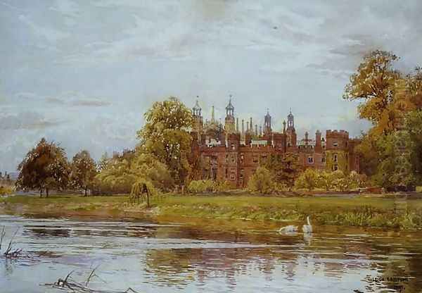 Eton College from the River, 1891 Oil Painting by Leigh Sampson