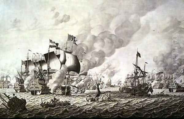 The Battle of La Hogue Barfleur, 19-24 May 1692 Oil Painting by Adriaen or Abraham Salm