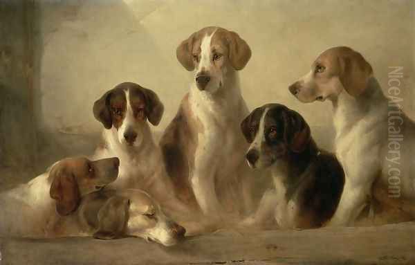 Hounds Oil Painting by Edward Robert Smythe