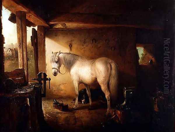 The Blacksmiths Shop Oil Painting by Edward Robert Smythe