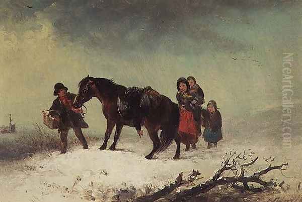 Snow Scene Oil Painting by Edward Robert Smythe