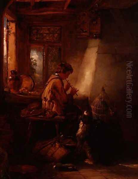 Playing the Pipe Oil Painting by Edward Robert Smythe