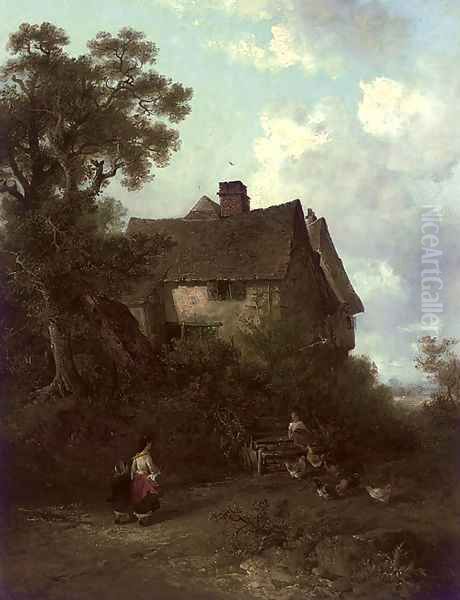 Figure before a cottage Oil Painting by Edward Robert Smythe