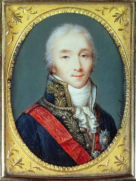 Miniature of Joseph Fouche 1759-1820 Duke of Otranto Oil Painting by Jean Baptiste Sambat