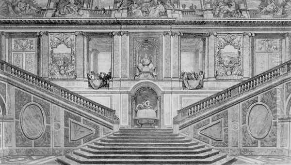 Escalier des Ambassadeurs in Versailles Oil Painting by Louis de Surgis (see Surugue)